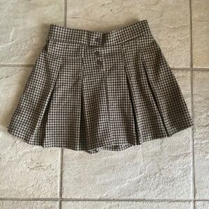 Zara Girls Brown & Tan Houndstooth Pleated Mini Skort